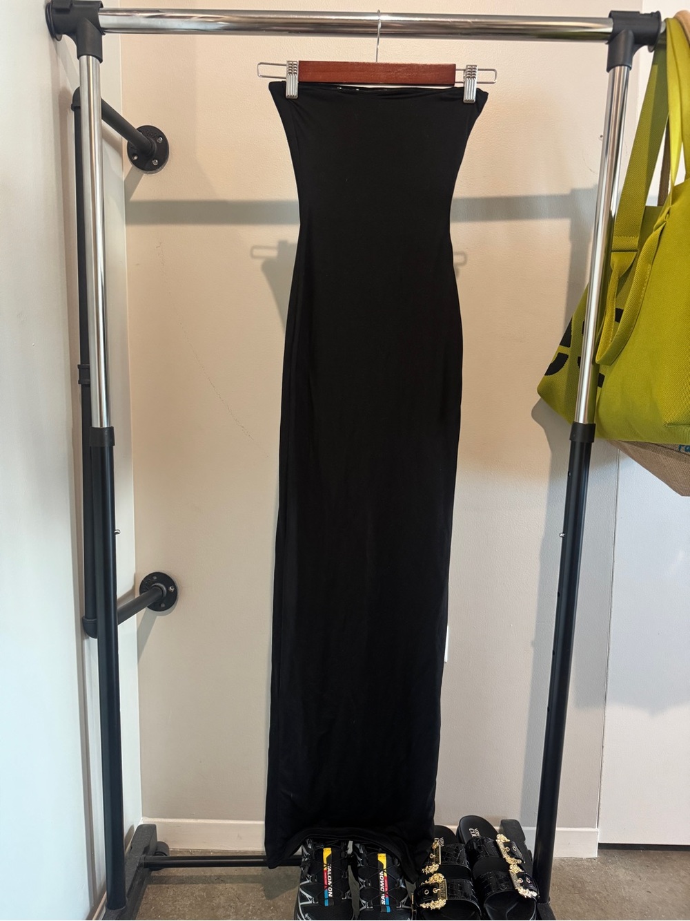 naked wardrobe Black Strapless tube Maxi Dress